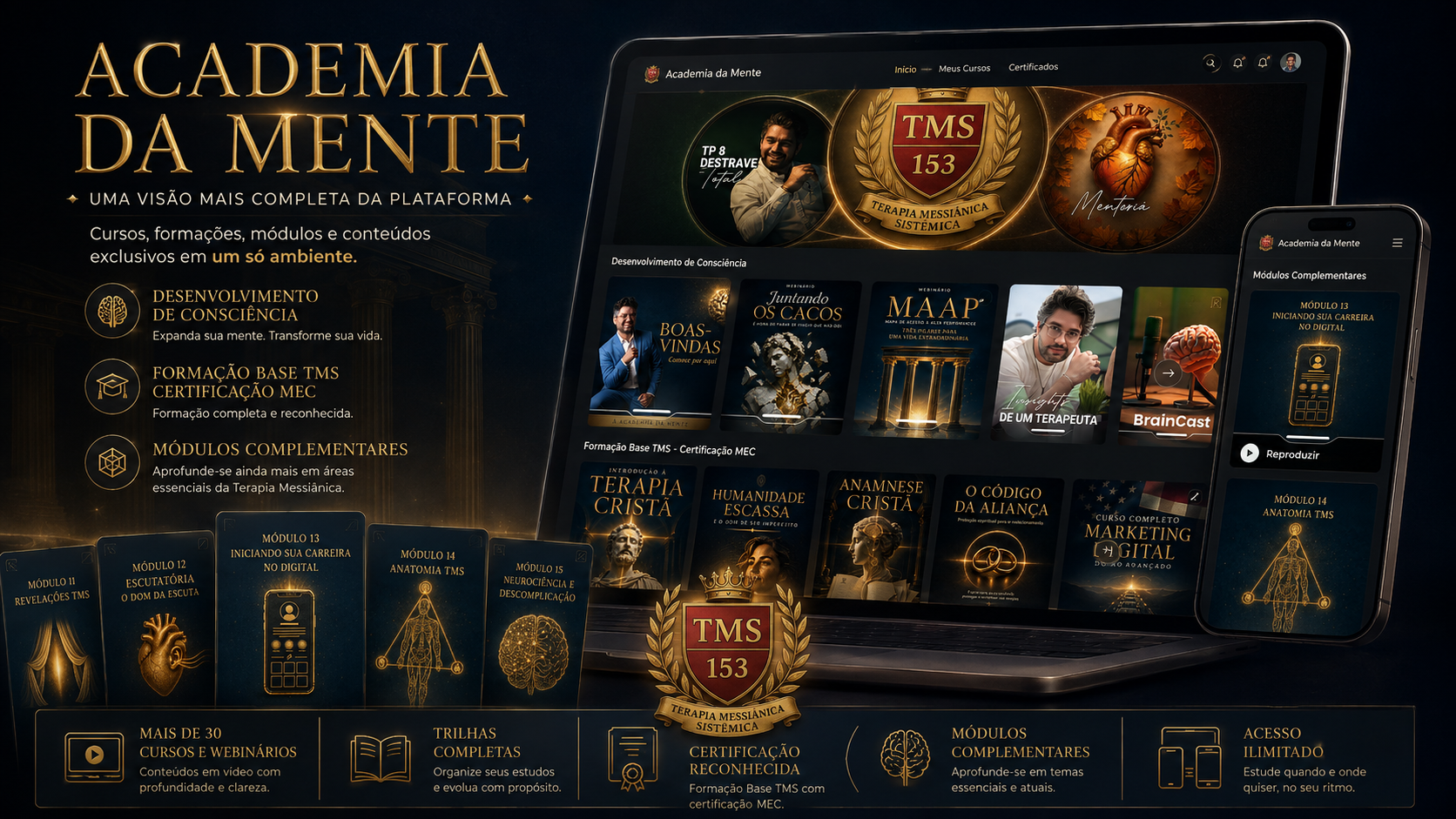 Tela real da Academia da Mente, ambiente digital da Formação TMS